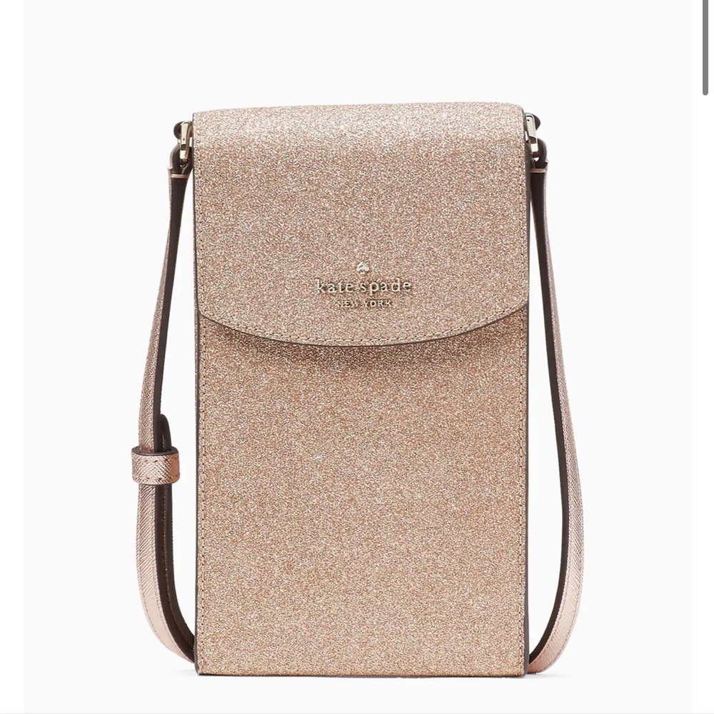 ⭐️NWT⭐️Kate Spade rose gold Tinsel North South Flap Phone Crossbody